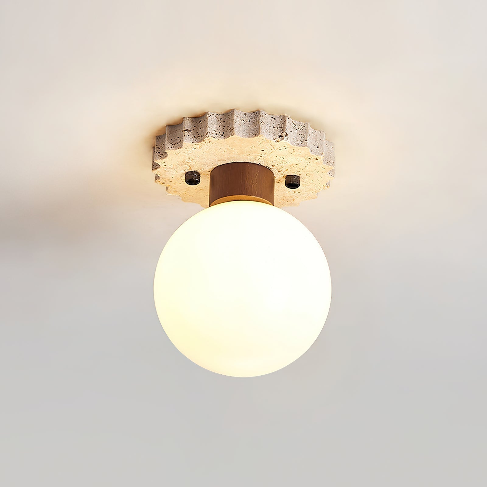 Ritta Ceiling Light Travertine Scalloped Base - Neutralighting