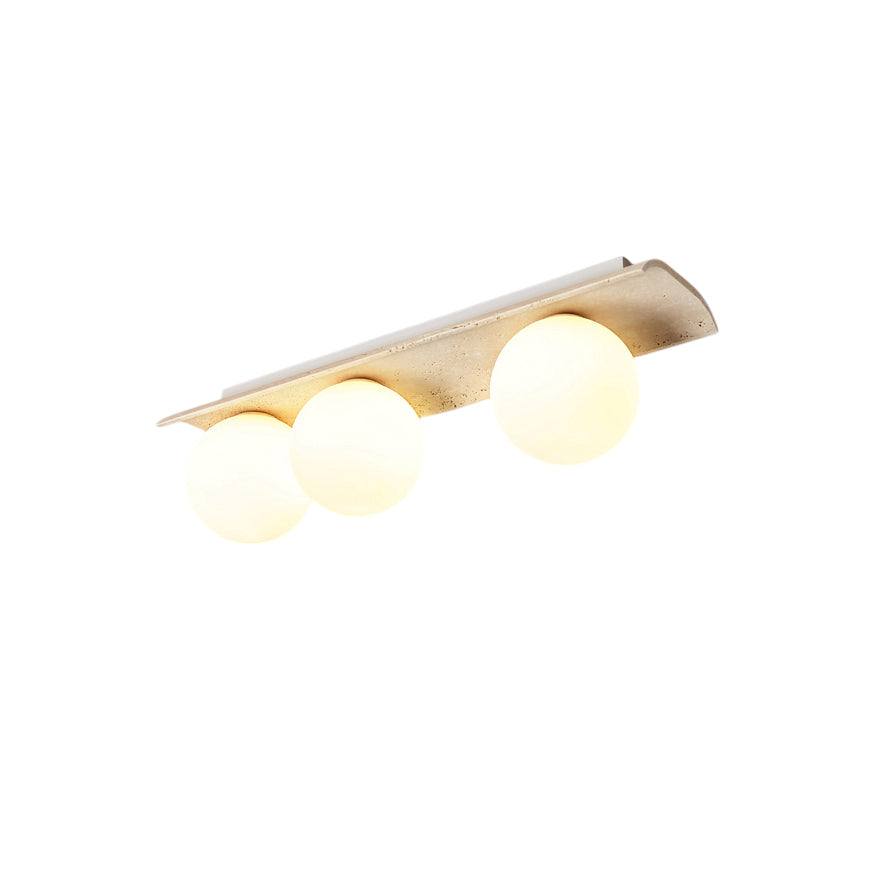 Bianca Globe Modern Minimalist Travertine Glass Ceiling Lamp - Neutralighting