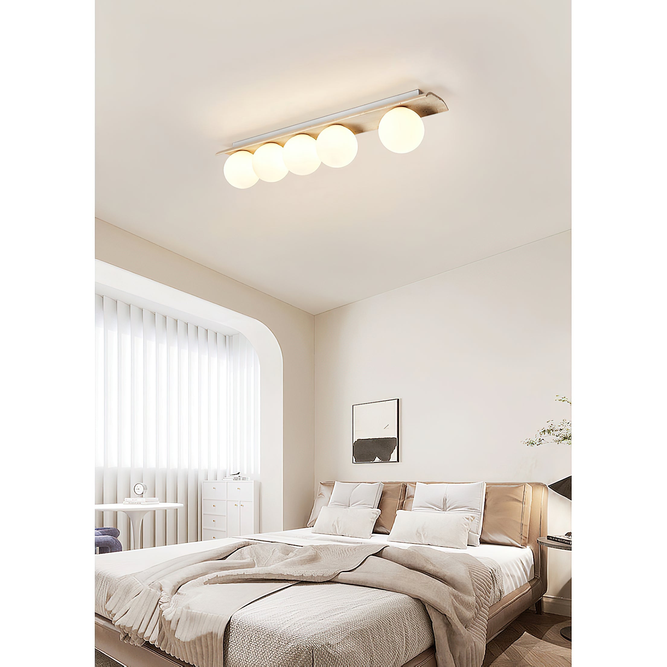 Bianca Globe Modern Minimalist Travertine Glass Ceiling Lamp - Neutralighting