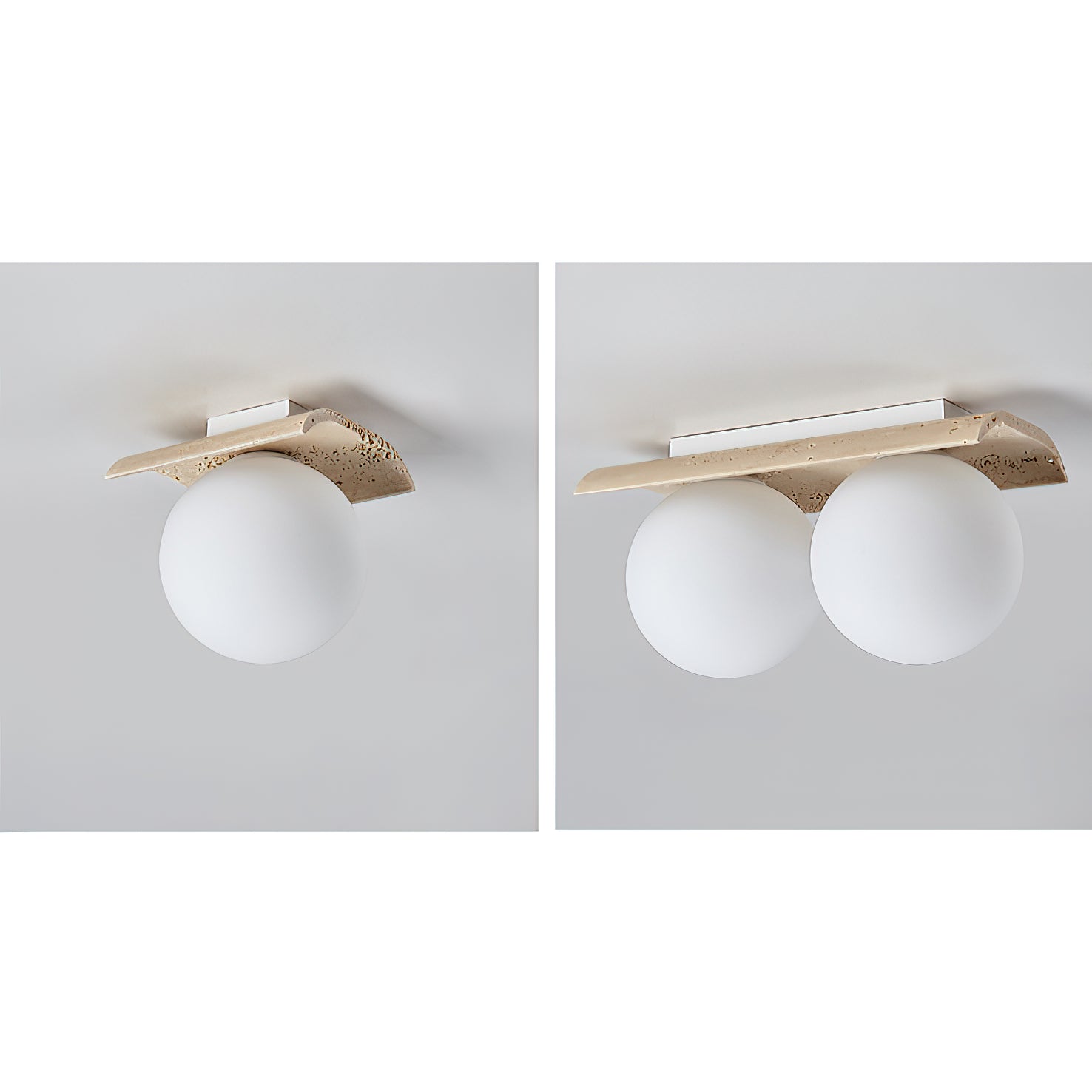 Bianca Globe Modern Minimalist Travertine Glass Ceiling Lamp - Neutralighting