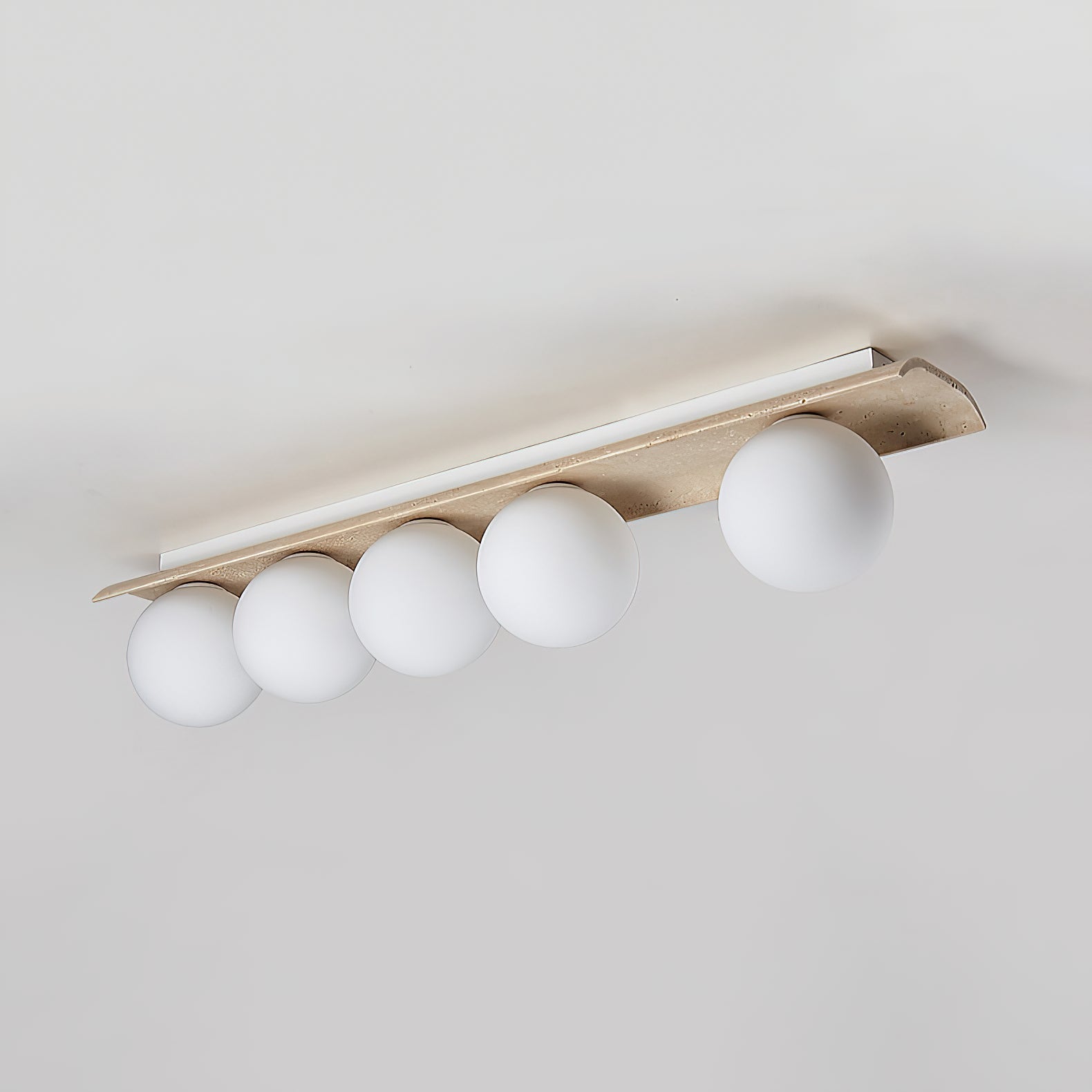 Bianca Globe Modern Minimalist Travertine Glass Ceiling Lamp - Neutralighting