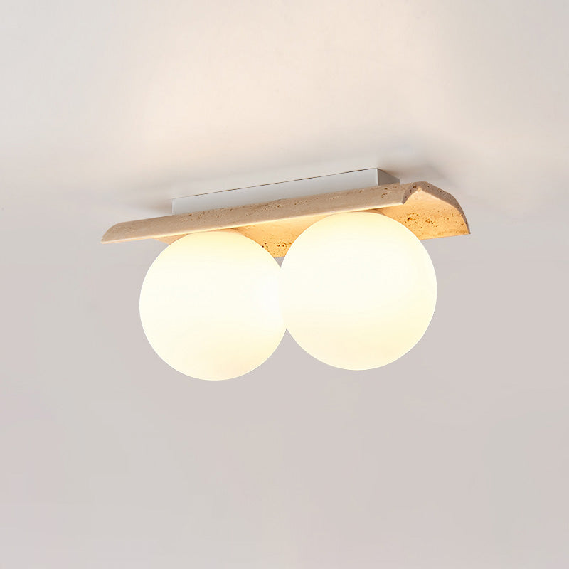 Bianca Globe Modern Minimalist Travertine Glass Ceiling Lamp - Neutralighting