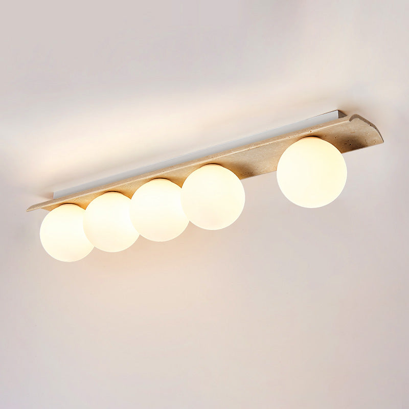 Bianca Globe Modern Minimalist Travertine Glass Ceiling Lamp - Neutralighting