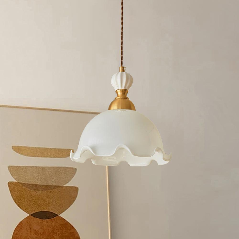 Pendant Lamp Wavy Edge Glass Shade Soft Glow Vintage Romantic - Neutralighting