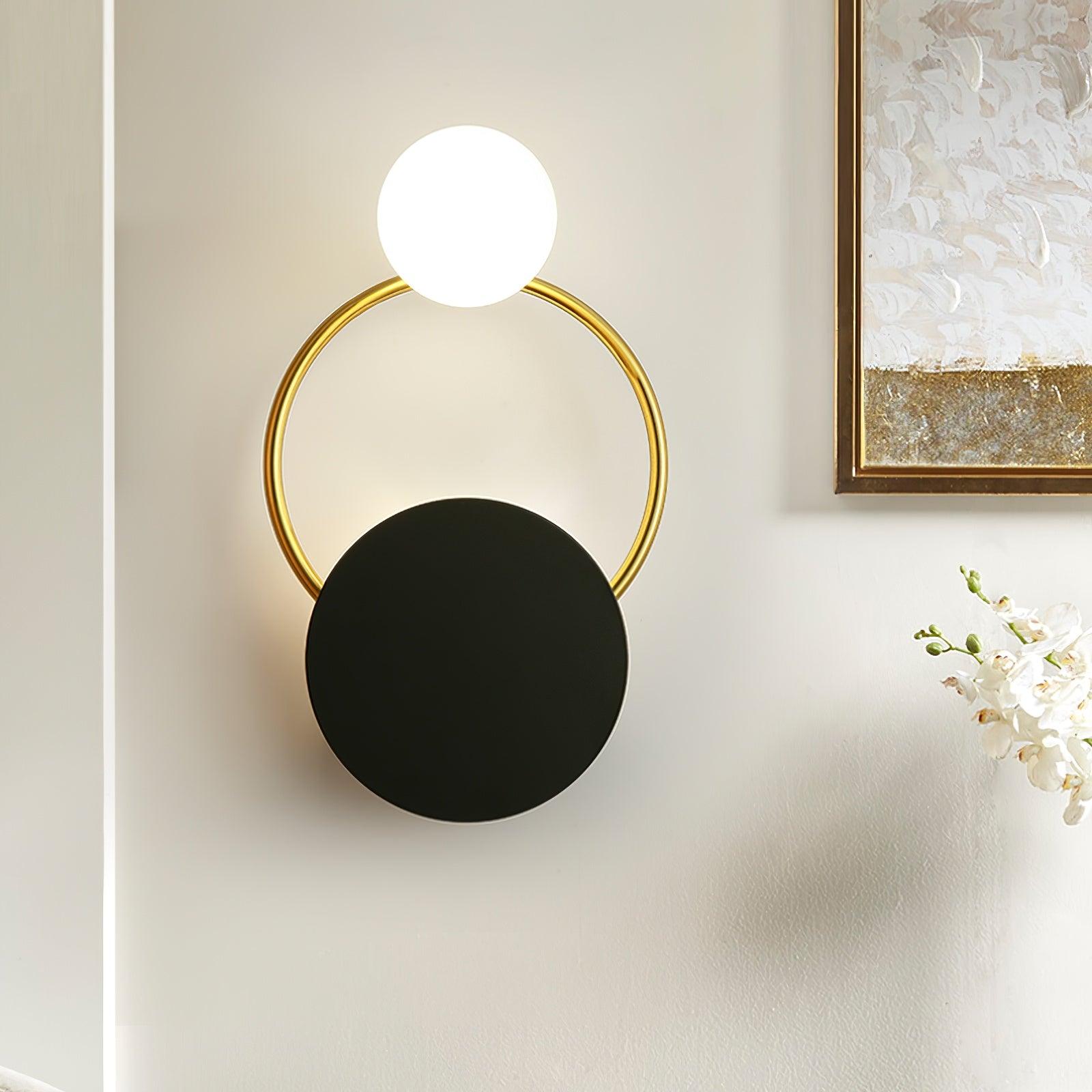 Arisha Modern LED Triple Rings Wall Lamp, Metal/Glass, Gold/Black, Bedroom - Neutralighting