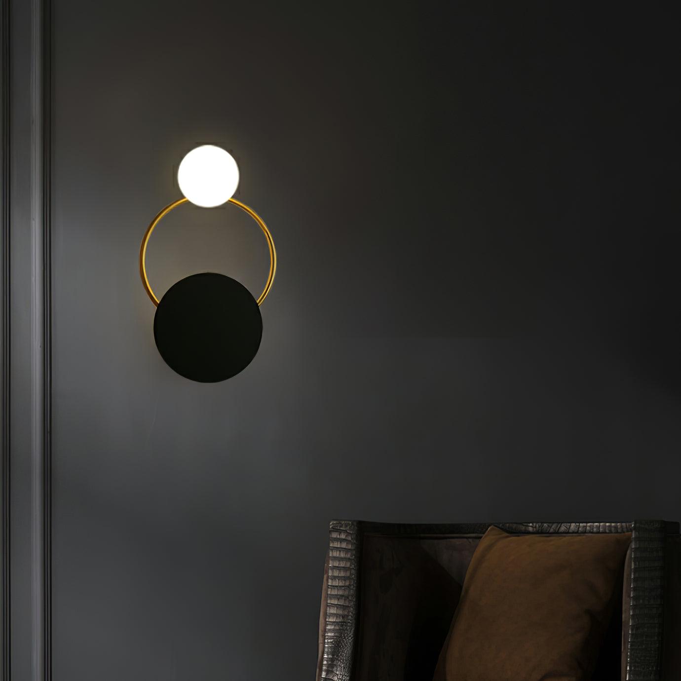 Arisha Modern LED Triple Rings Wall Lamp, Metal/Glass, Gold/Black, Bedroom - Neutralighting