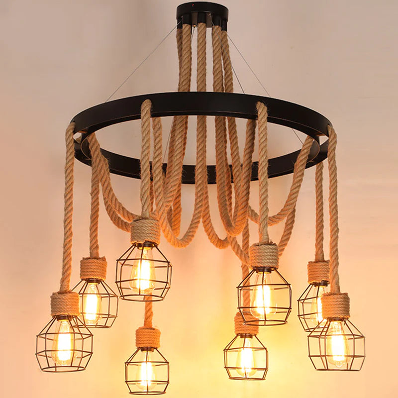 Epoch Retro Industrial Globe Chandelier Black Metal Bar/Living Room - Neutralighting