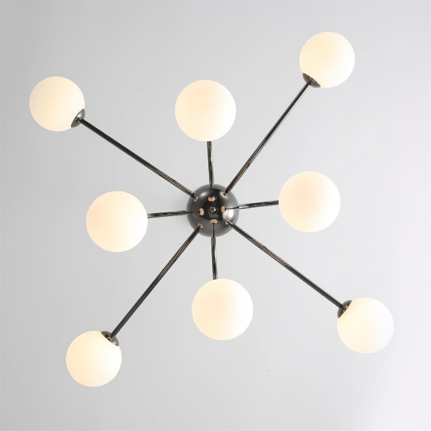 Chandelier Black Metal Arches Glass Globes Minimalist - Neutralighting