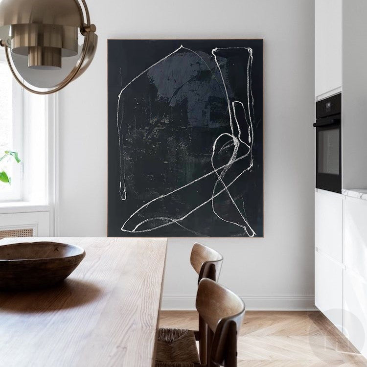 Bold Black Linear Abstract Contemporary Wall Art