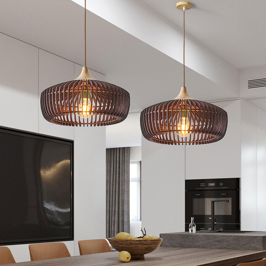 Muto Nordic Japanese Pendant Light Wood Bedroom/Living Room - Neutralighting