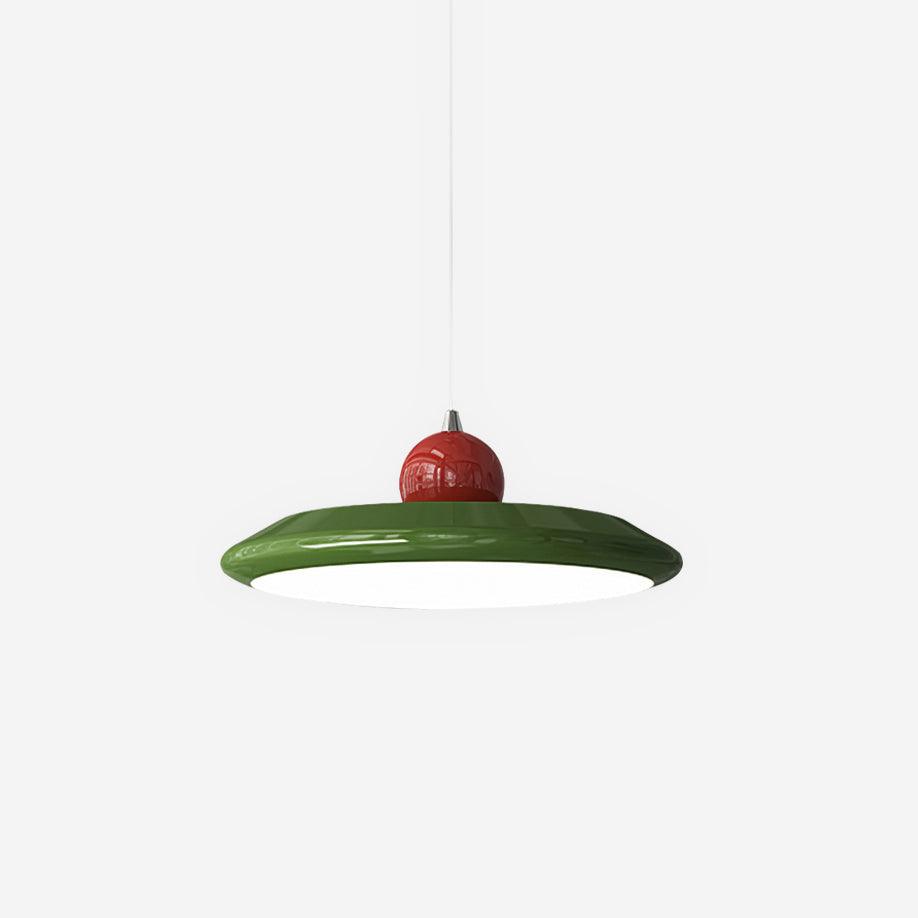 Pendant Lamp White Disc Green Trim Red Bold - Neutralighting