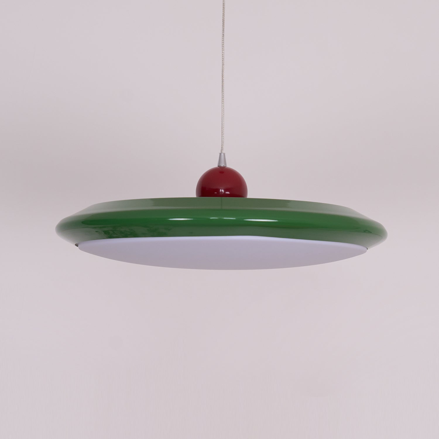 Pendant Lamp White Disc Green Trim Red Bold - Neutralighting