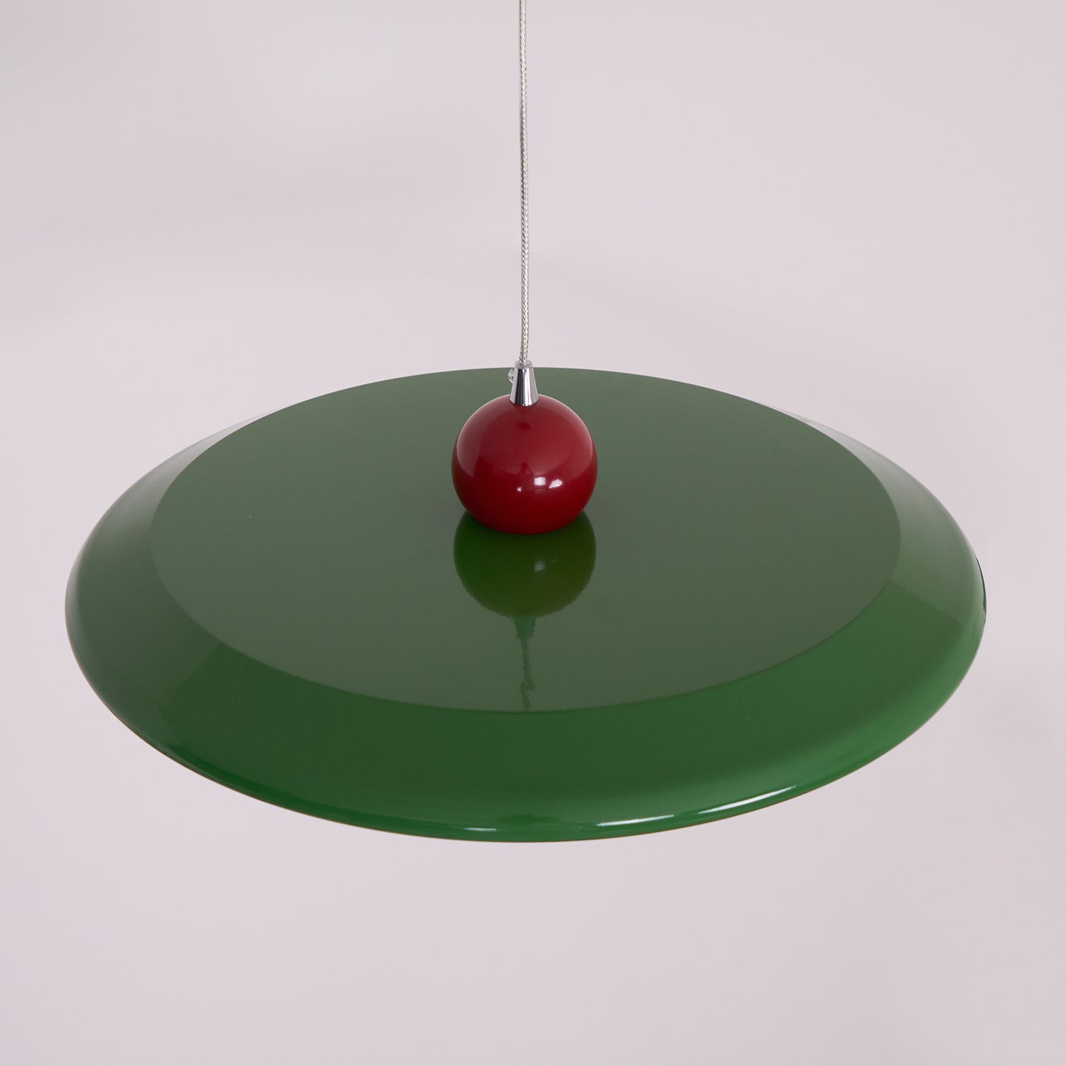 Pendant Lamp White Disc Green Trim Red Bold - Neutralighting
