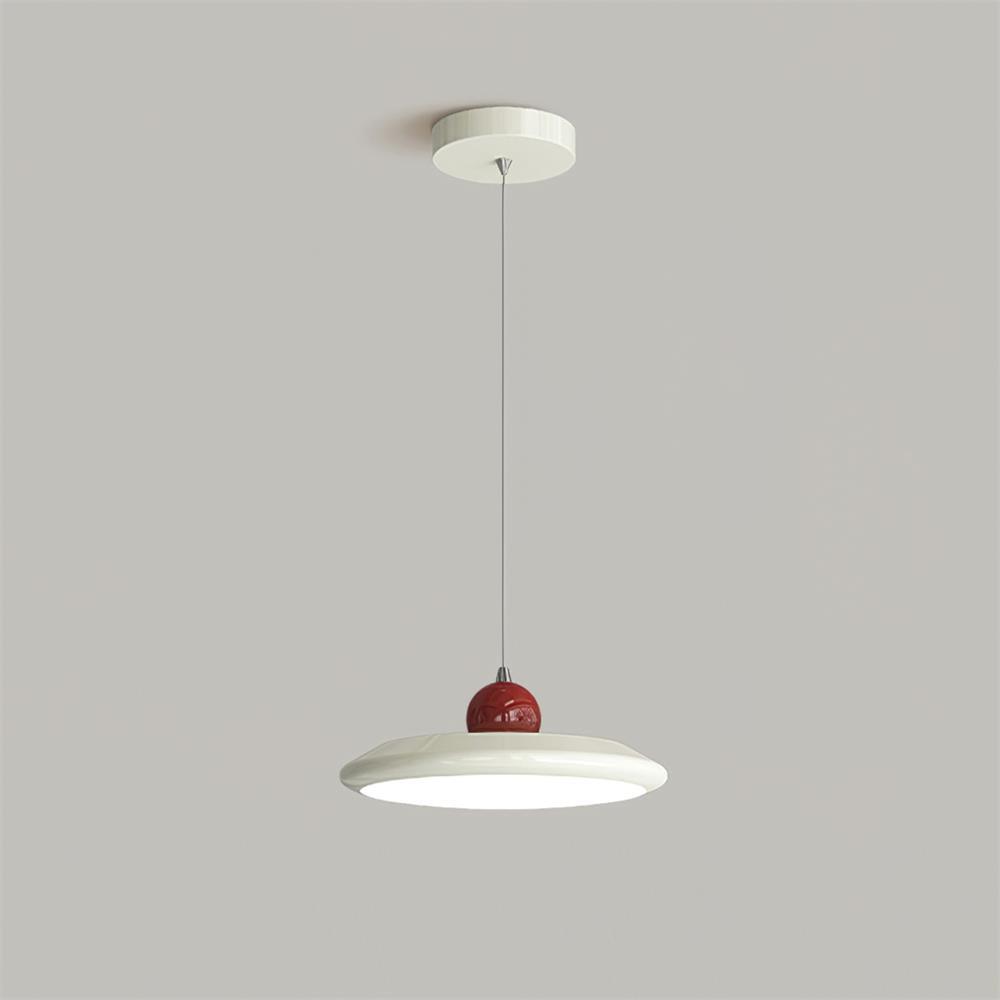 Pendant Lamp White Disc Green Trim Red Bold - Neutralighting