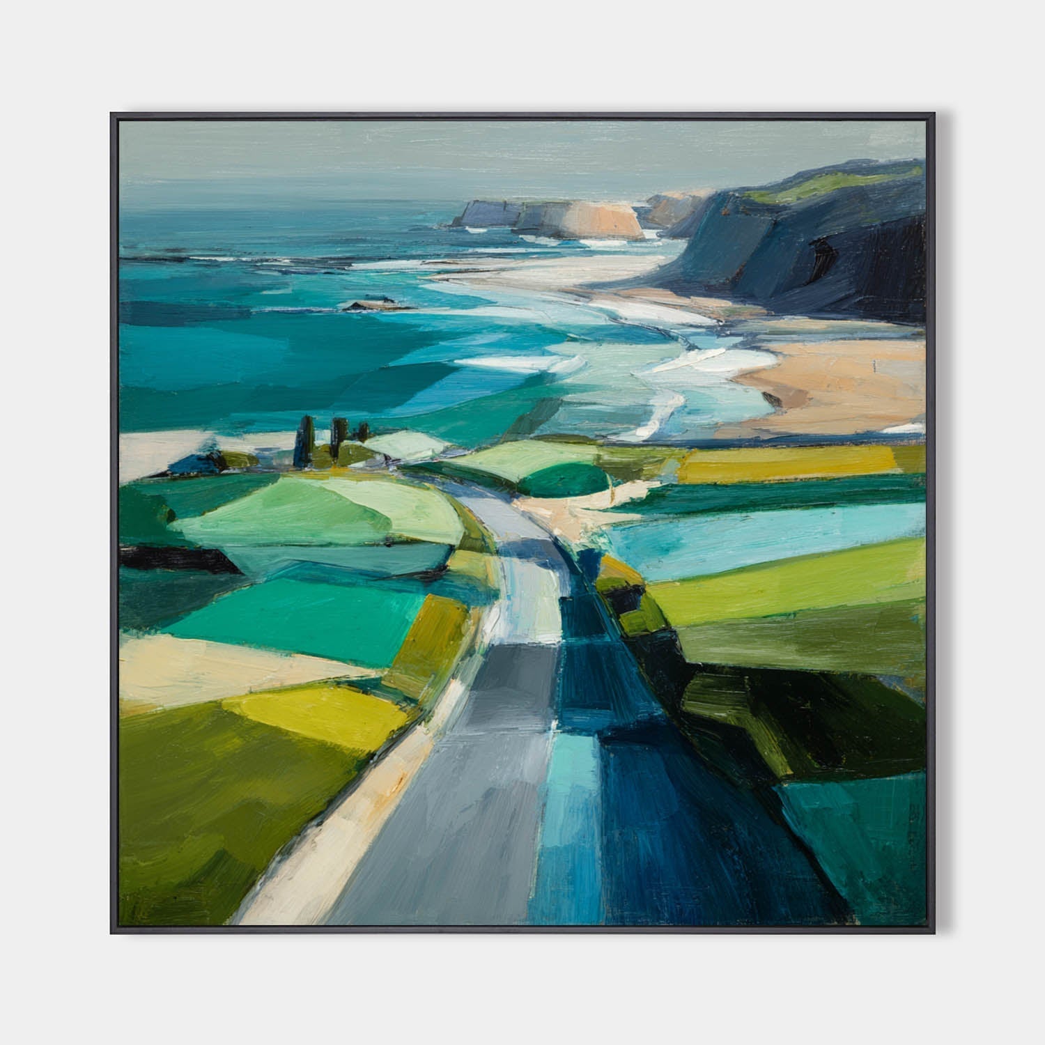 Abstract Coastal Road Oil Painting