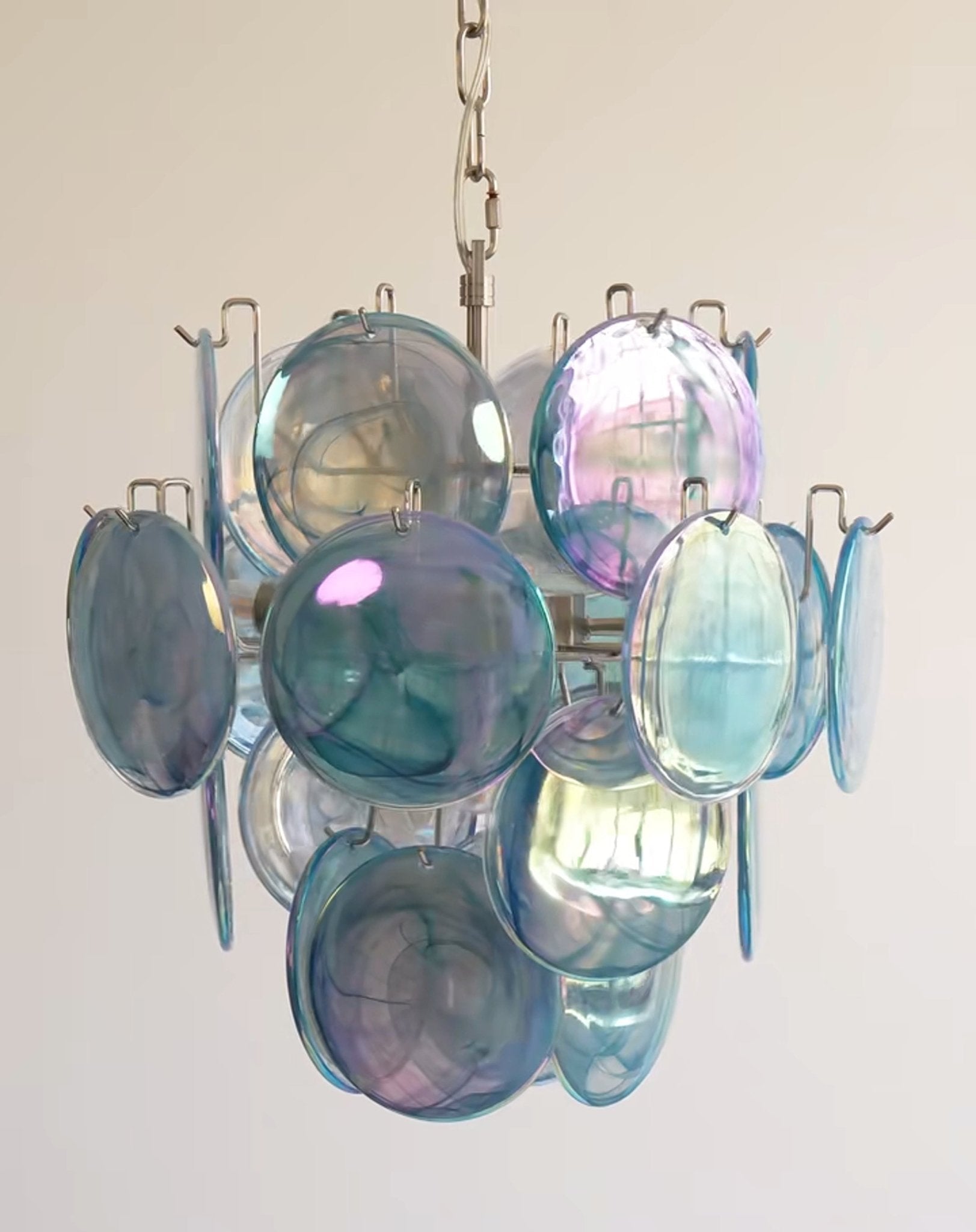 Aurora Chandelier Blue Murano Glass Disc Vintage