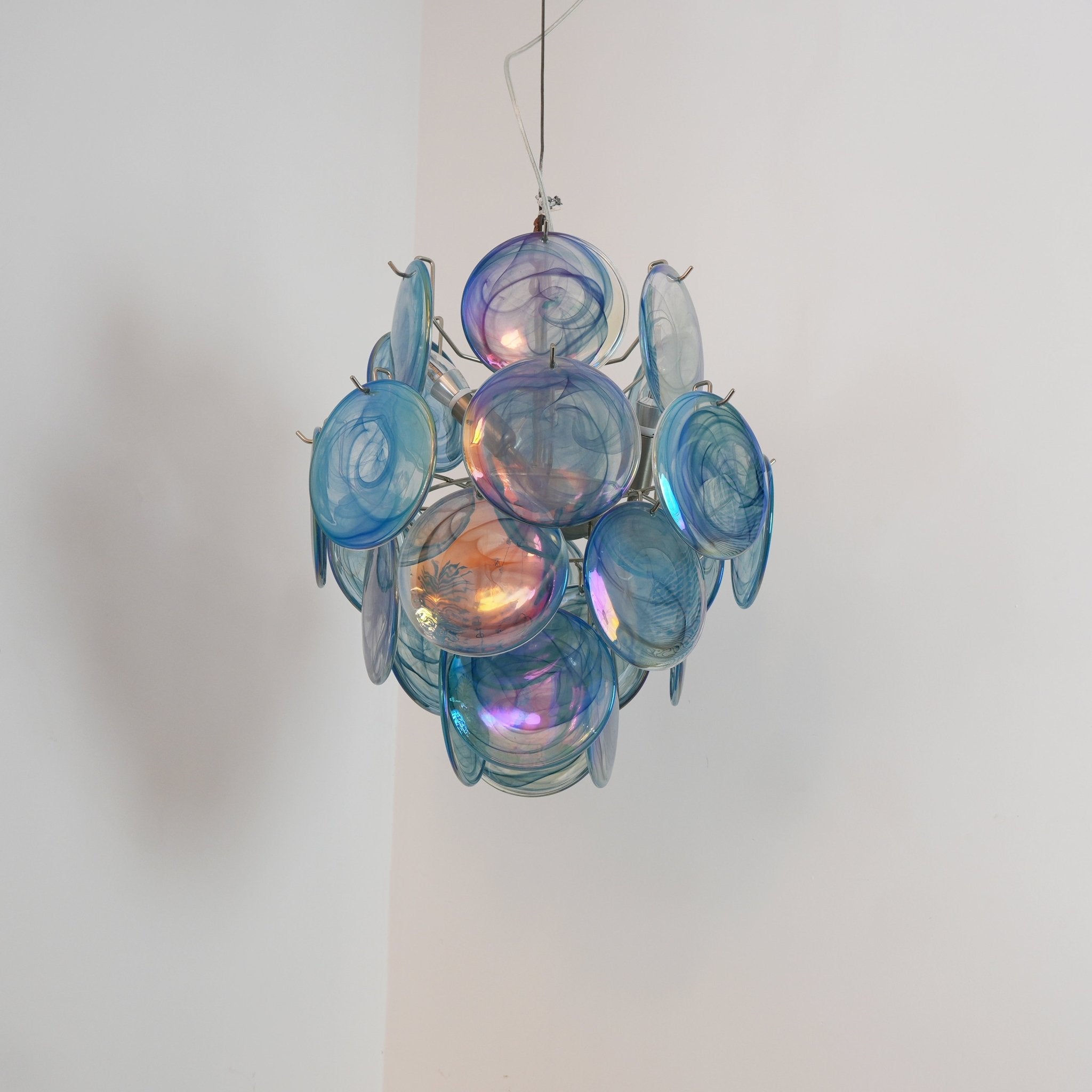 Aurora Chandelier Blue Murano Glass Disc Vintage