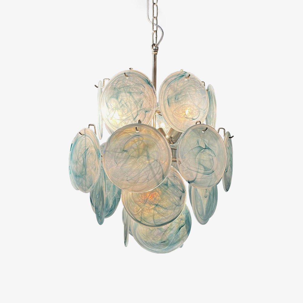 Aurora Chandelier Blue Murano Glass Disc Vintage