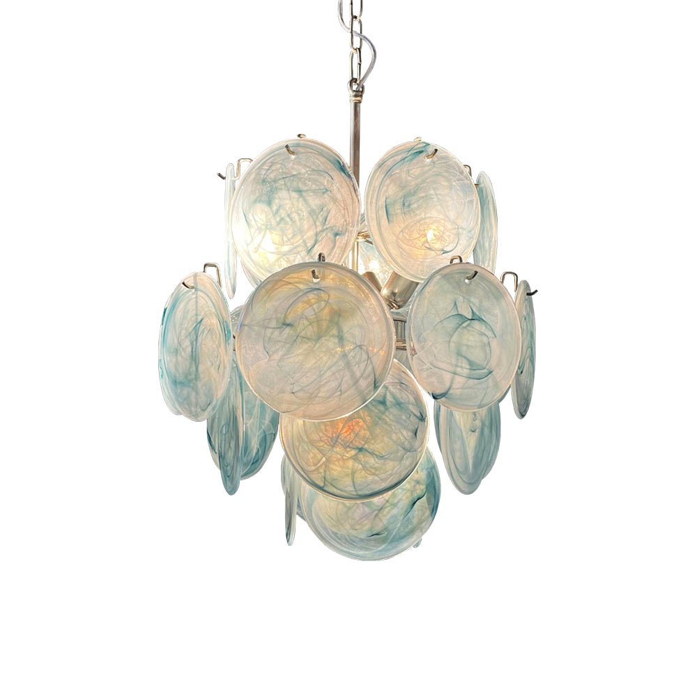 Aurora Chandelier Blue Murano Glass Disc Vintage