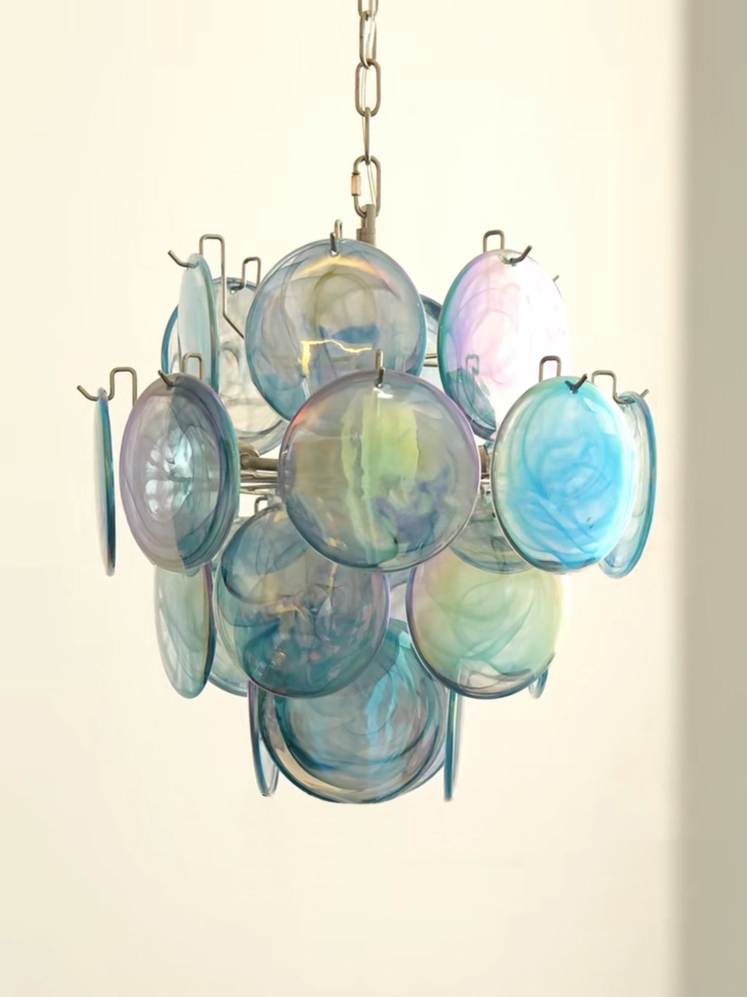 Aurora Chandelier Blue Murano Glass Disc Vintage