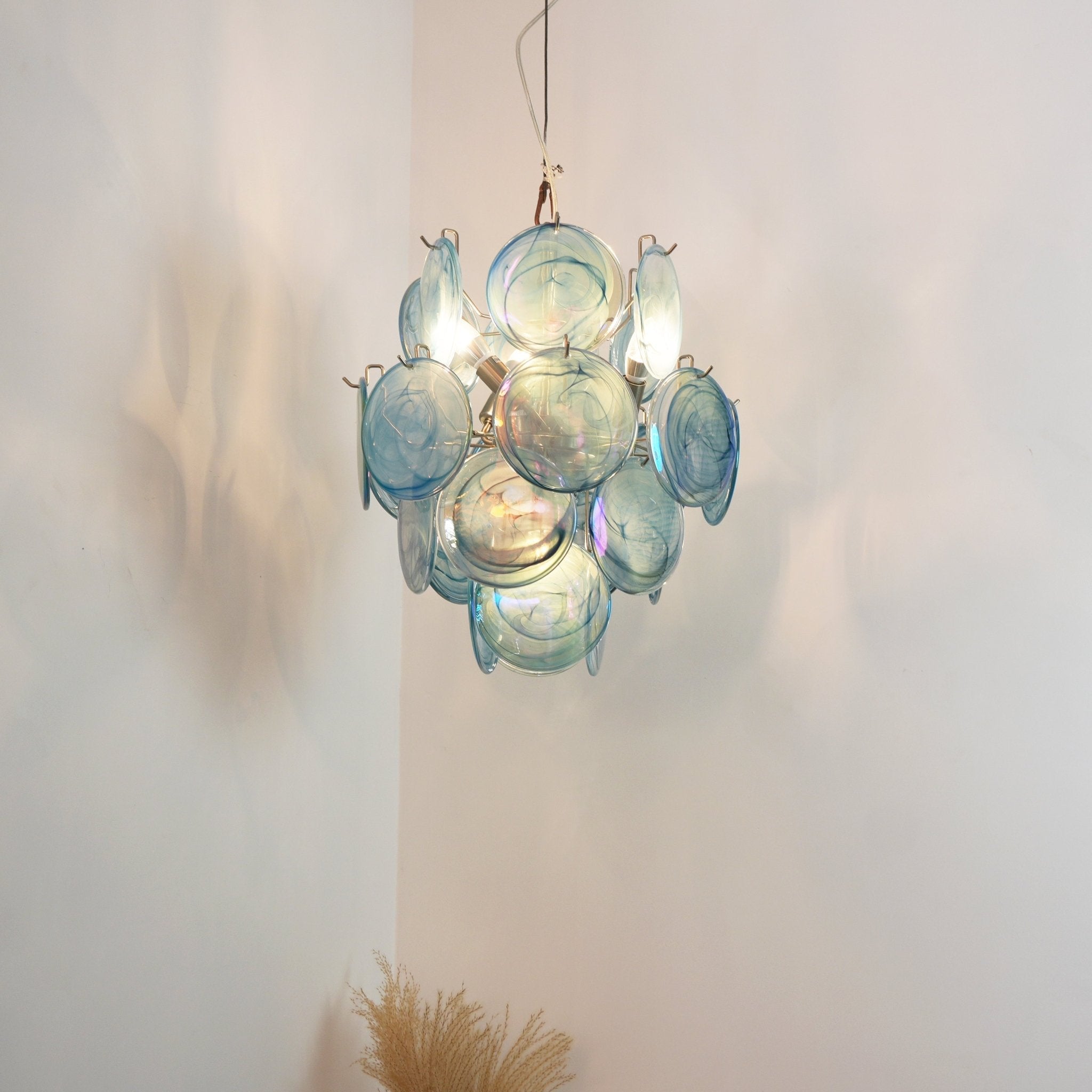 Aurora Chandelier Blue Murano Glass Disc Vintage
