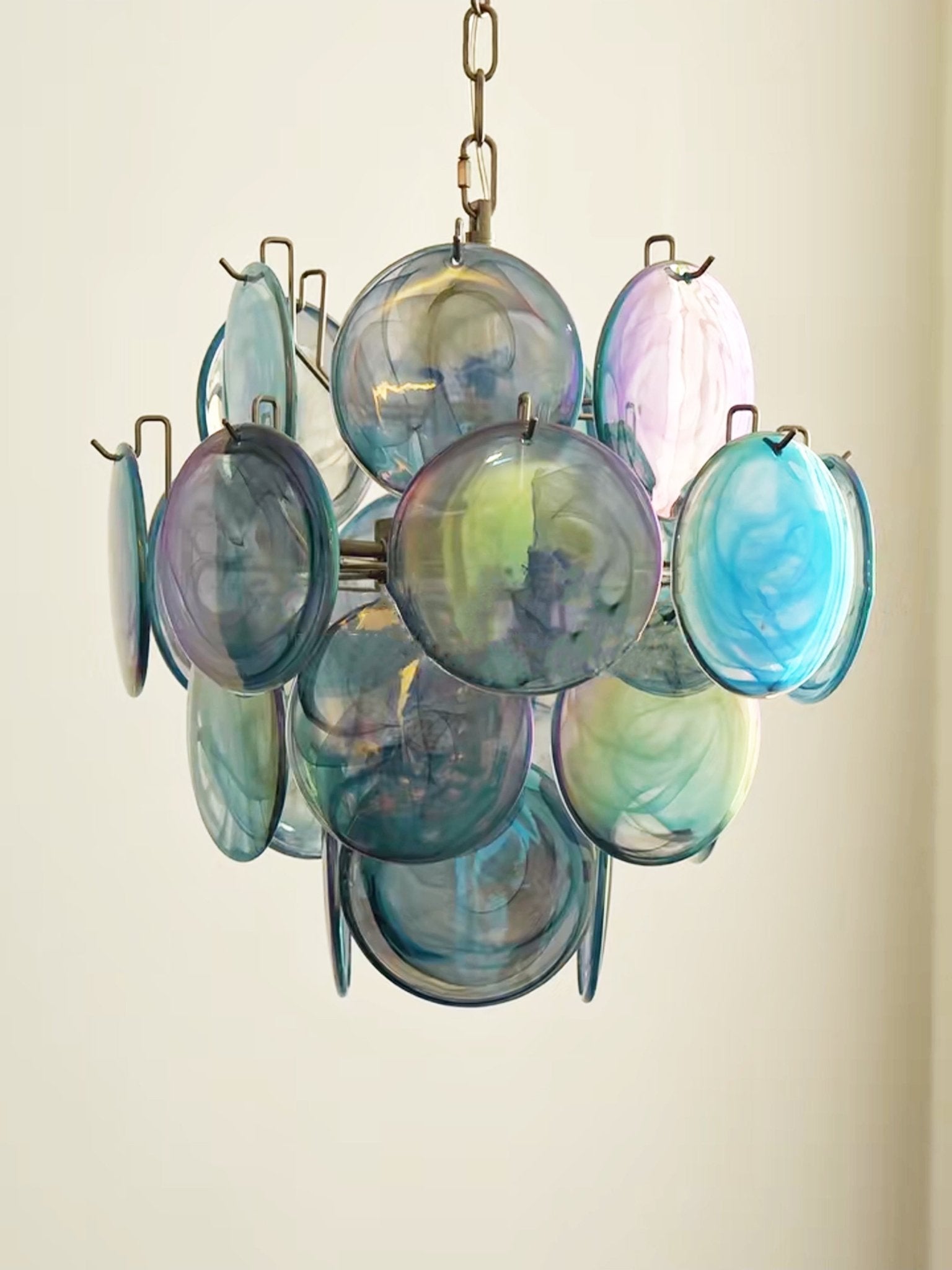 Aurora Chandelier Blue Murano Glass Disc Vintage