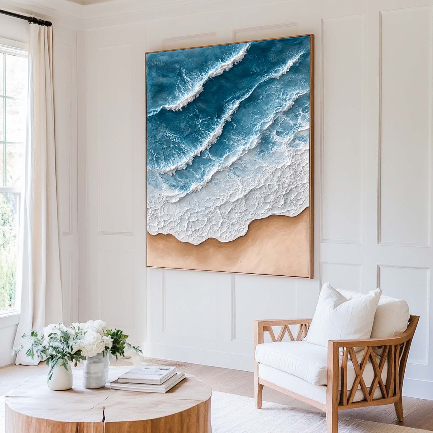 Blue And White Seascape Painting ABSV38 - Neutralighting