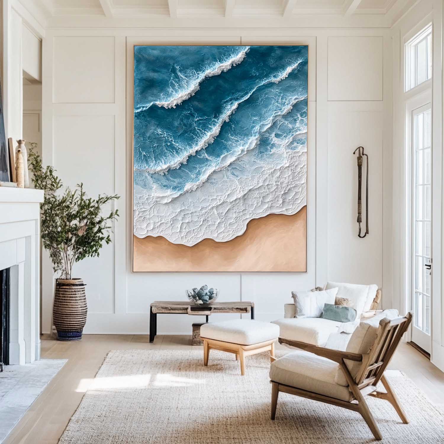 Blue And White Seascape Painting ABSV38 - Neutralighting