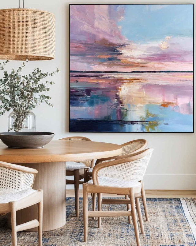 Pastel Sunset Lake Abstract Painting