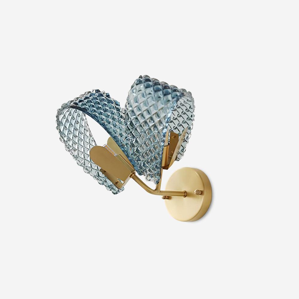 Wall Lamp Blue Ribbed Glass Ribbons Brass - Neutralighting