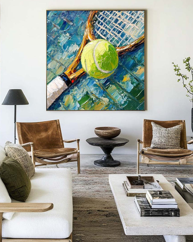Tennis Ball and Racket Sports Art Oil Painting