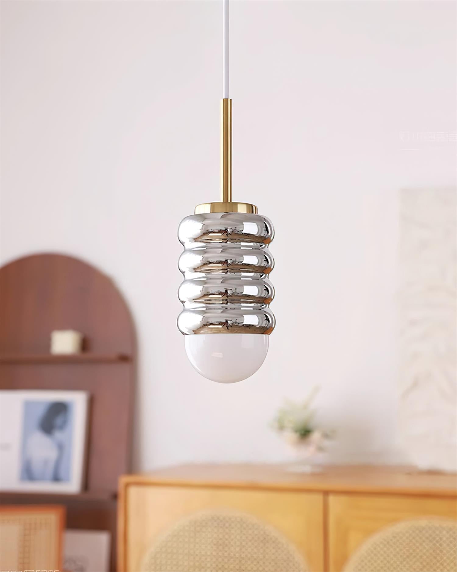 Pendant Light Ribbed Ceramic Brass Midcentury - Neutralighting