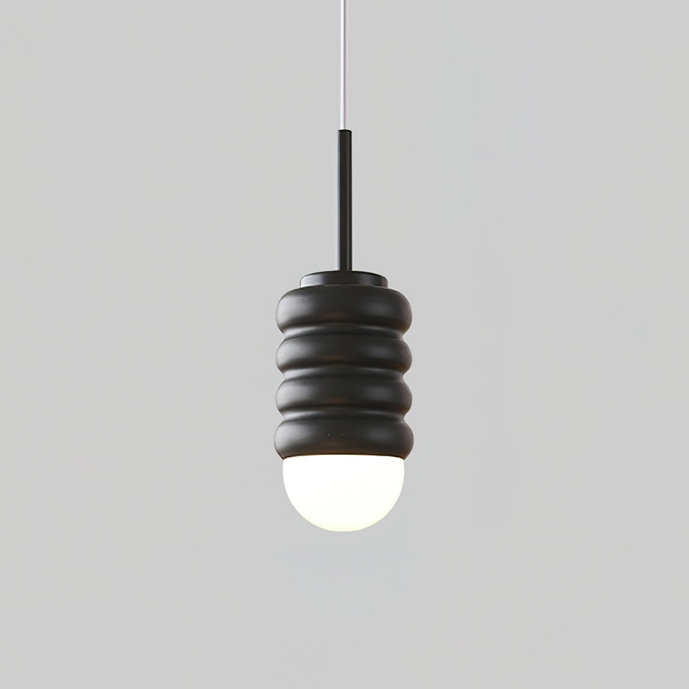 Pendant Light Ribbed Ceramic Brass Midcentury - Neutralighting