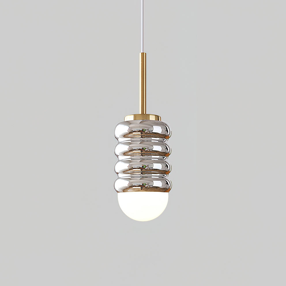 Pendant Light Ribbed Ceramic Brass Midcentury - Neutralighting