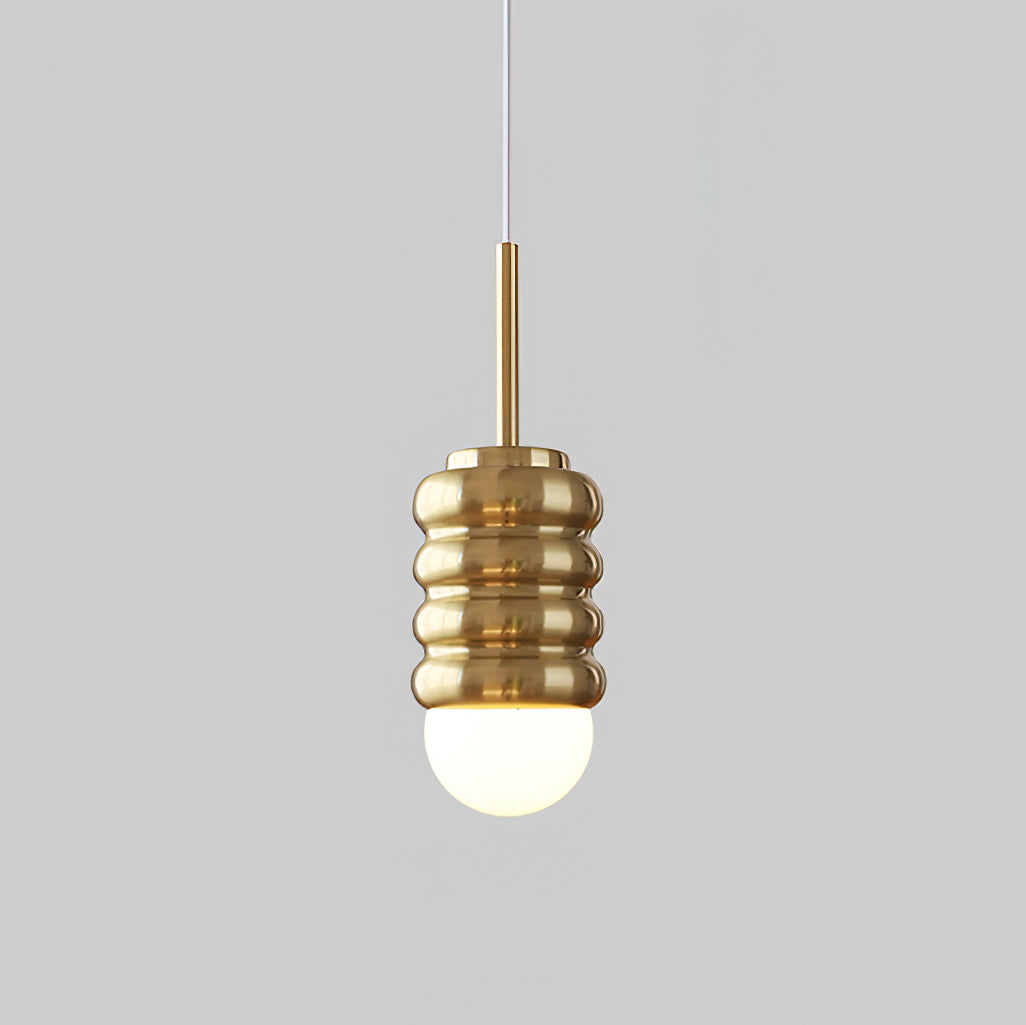 Pendant Light Ribbed Ceramic Brass Midcentury - Neutralighting