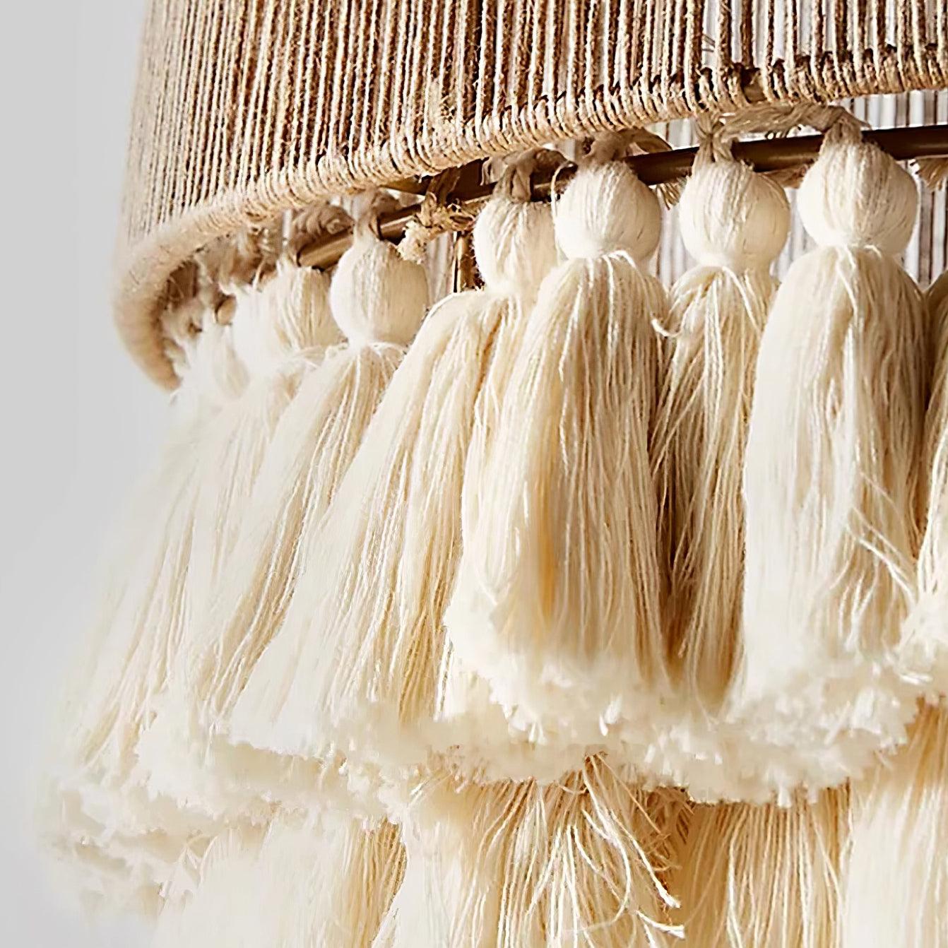 Pendant Lamp Cotton Yarn Shade Ruffled Fringe Boho Handmade - Neutralighting