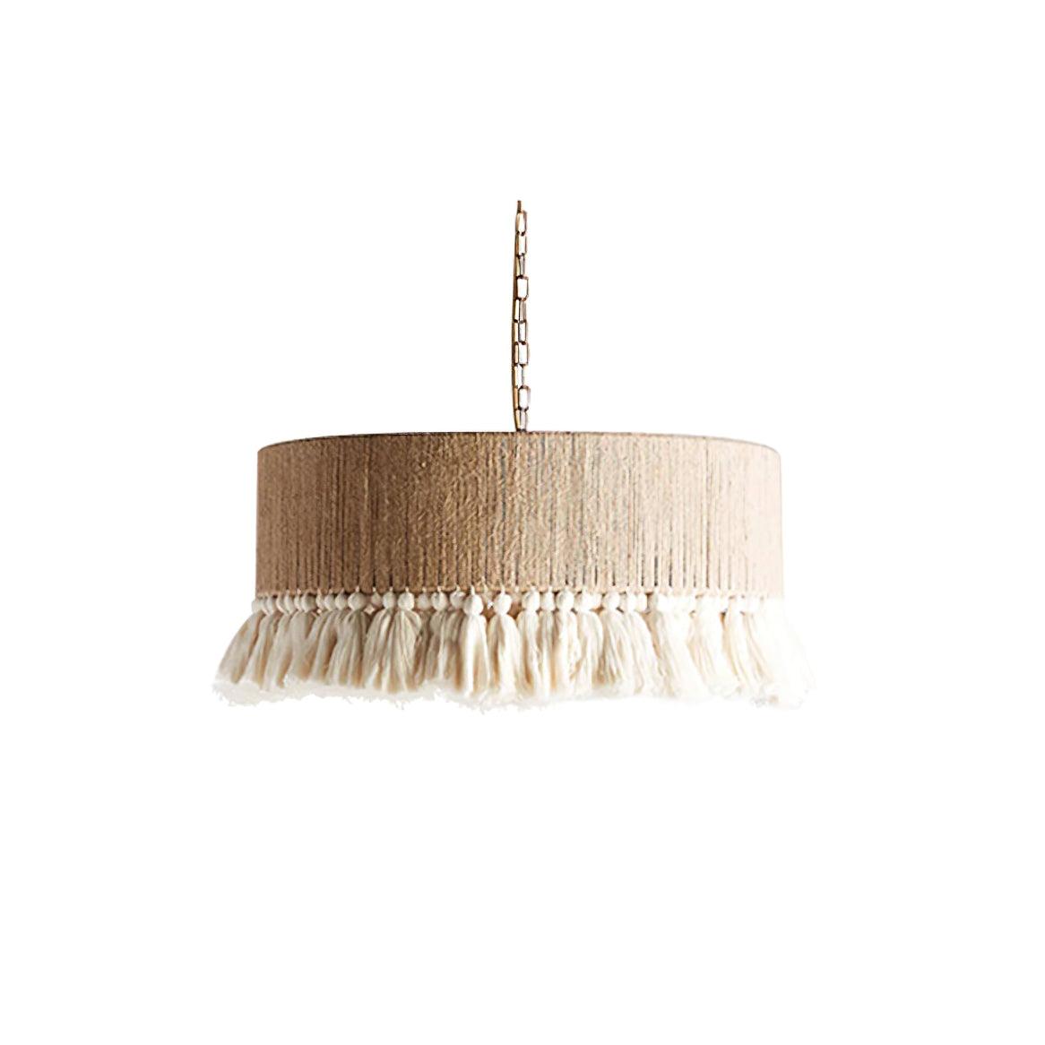Pendant Lamp Cotton Yarn Shade Ruffled Fringe Boho Handmade - Neutralighting