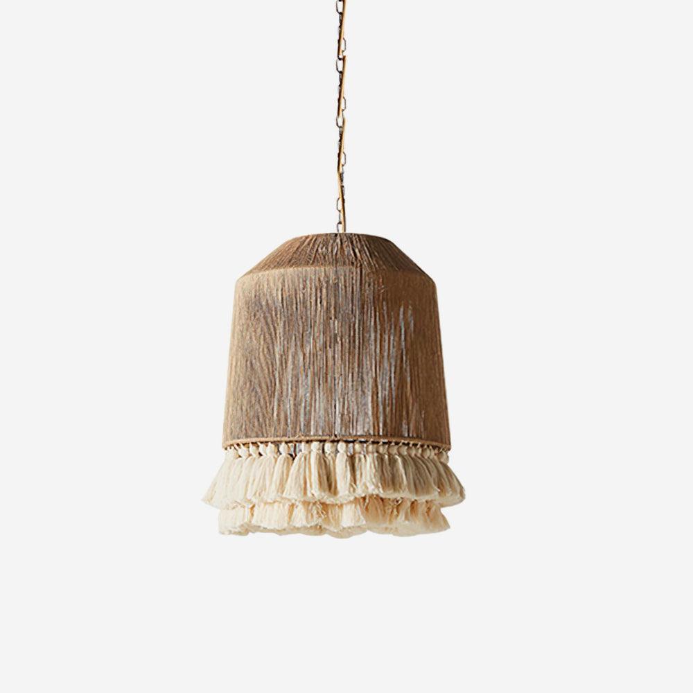 Pendant Lamp Cotton Yarn Shade Ruffled Fringe Boho Handmade - Neutralighting