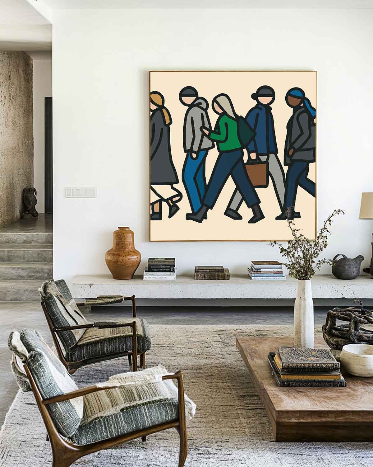 Urban Commuter Pop Art Painting Bold Line