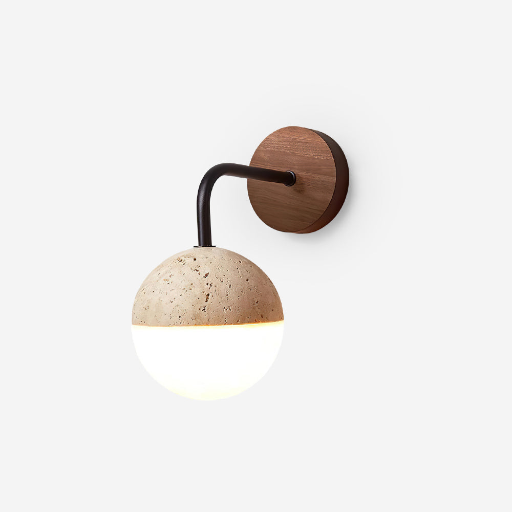 Ritta Wall Lamp Travertine & Acrylic Hemisphere - Neutralighting