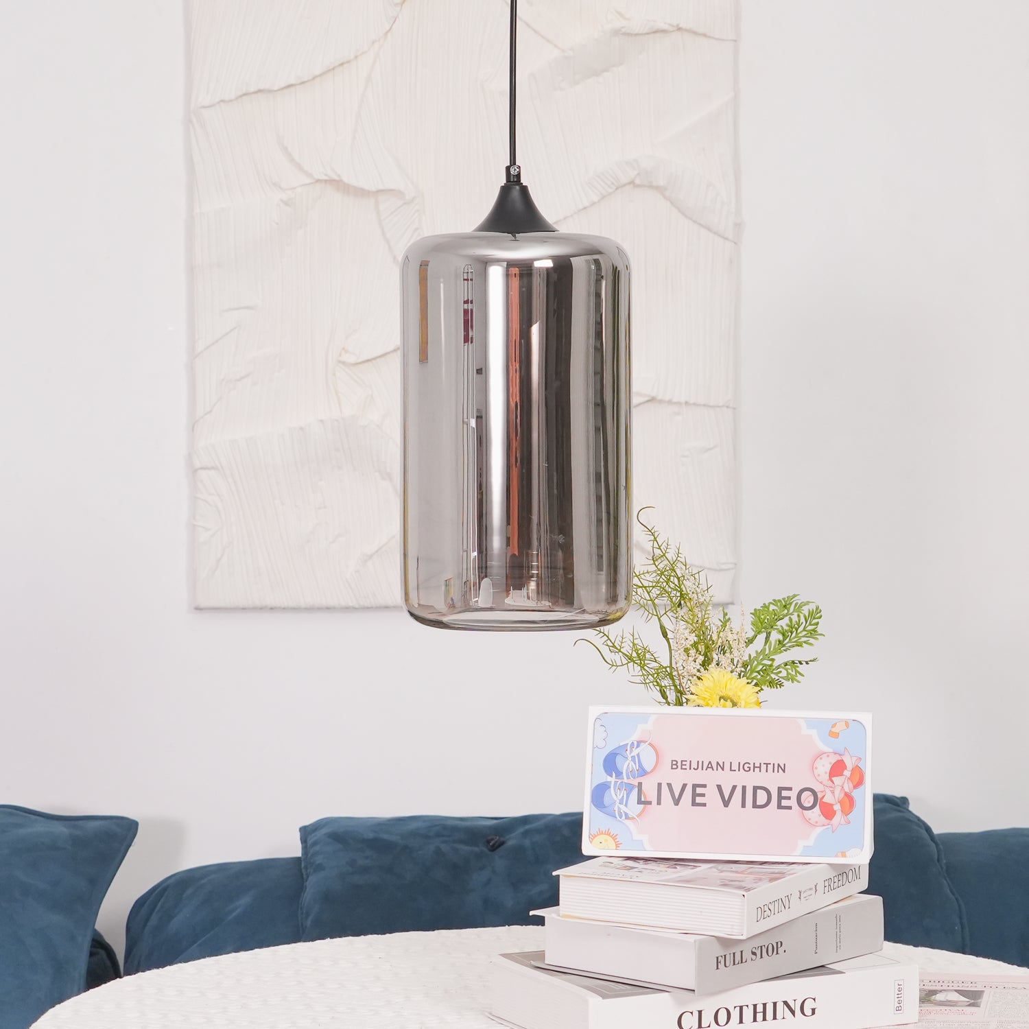 June Minimalist Bottle Glass Pendant Light Smoke Gray - Neutralighting