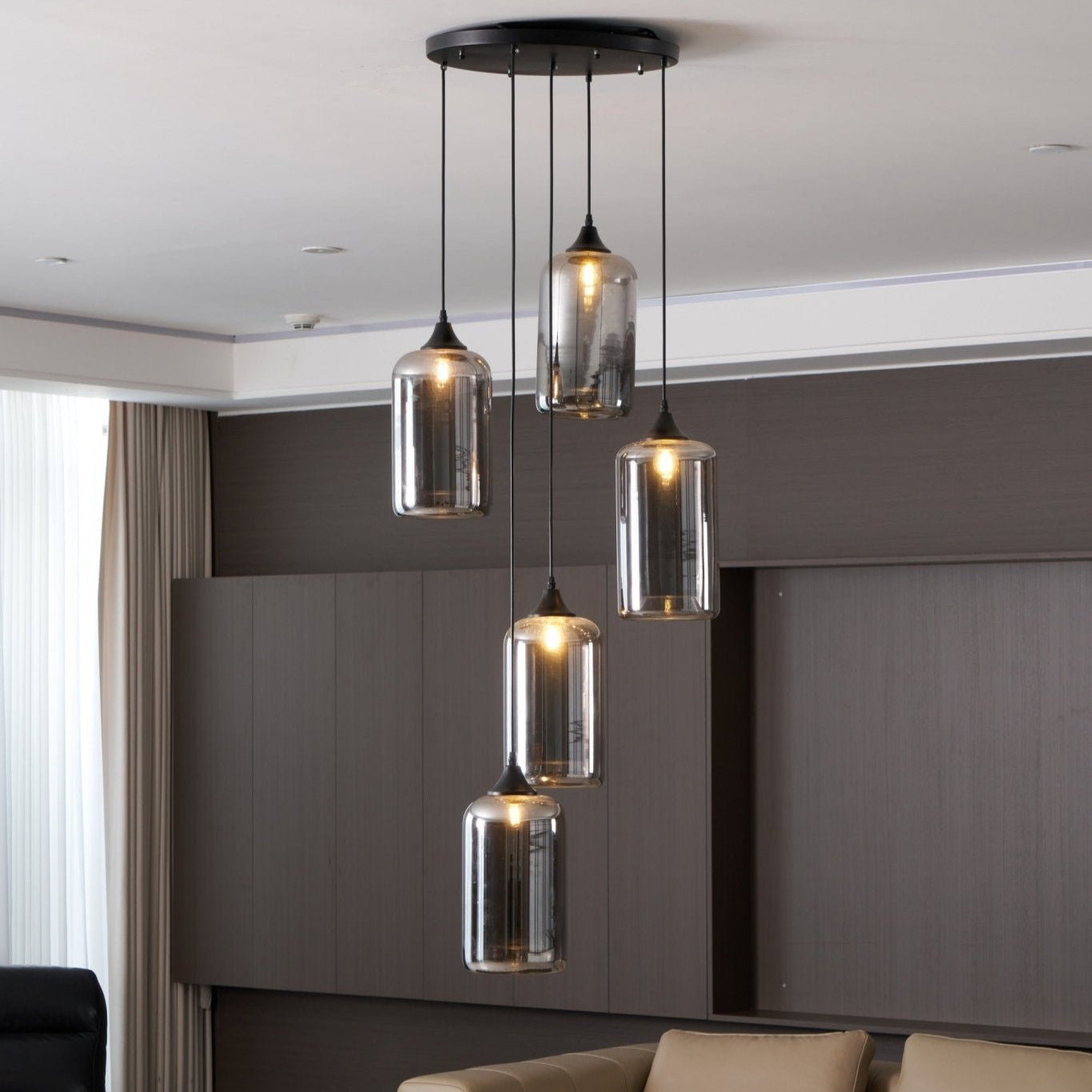 June Minimalist Bottle Glass Pendant Light Smoke Gray - Neutralighting