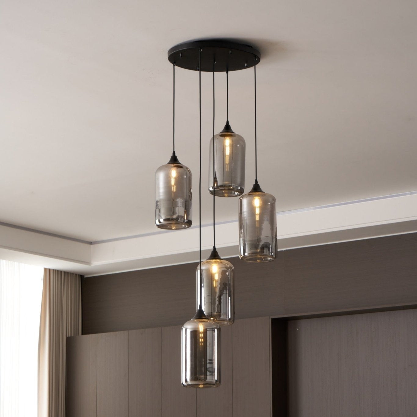 June Minimalist Bottle Glass Pendant Light Smoke Gray - Neutralighting
