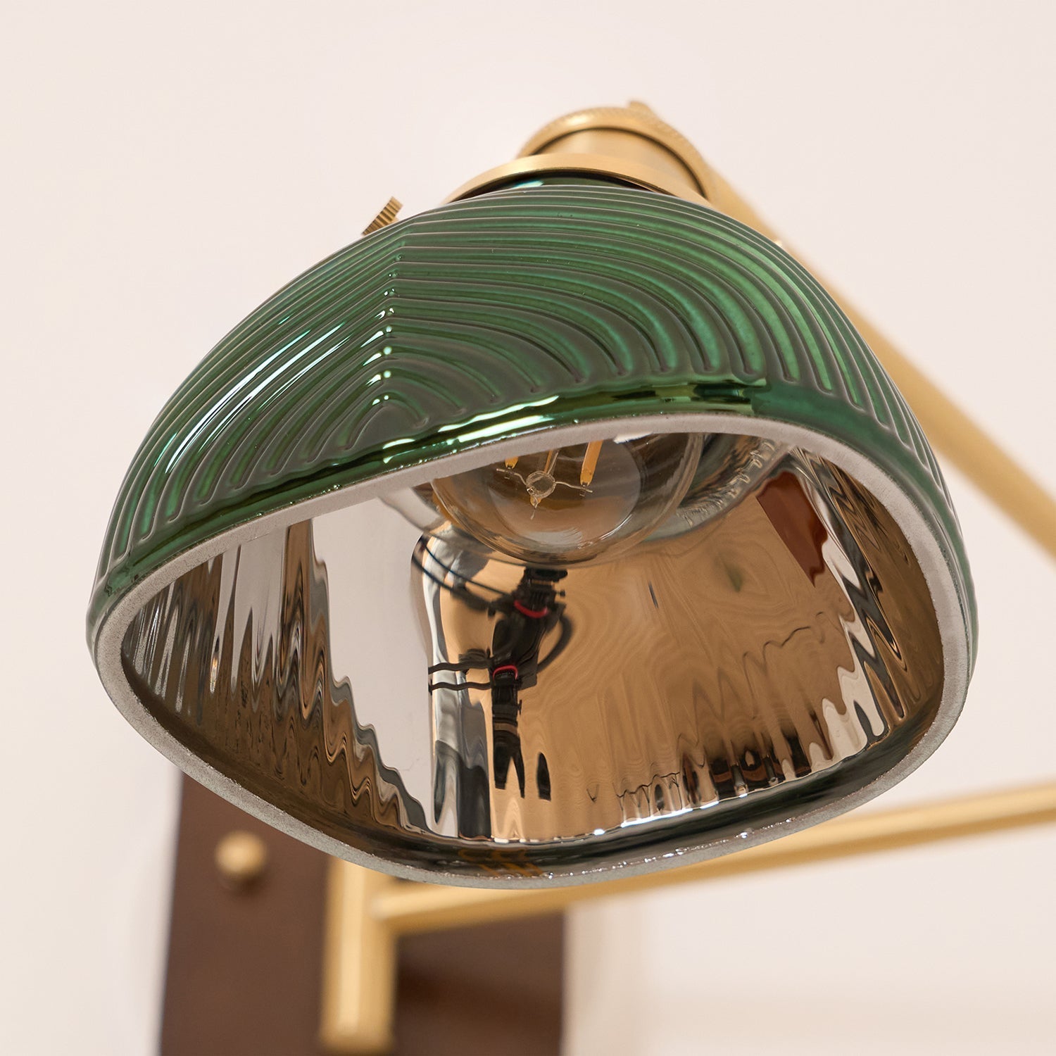 Emeric Adjustable Swing Arm Wall Lamp with Green Glass Shade - Neutralighting