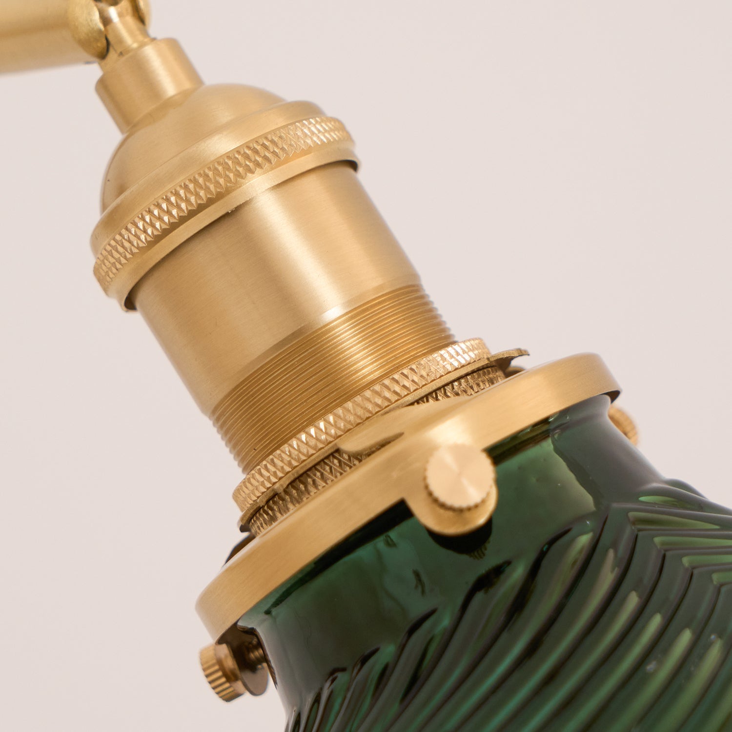 Emeric Adjustable Swing Arm Wall Lamp with Green Glass Shade - Neutralighting