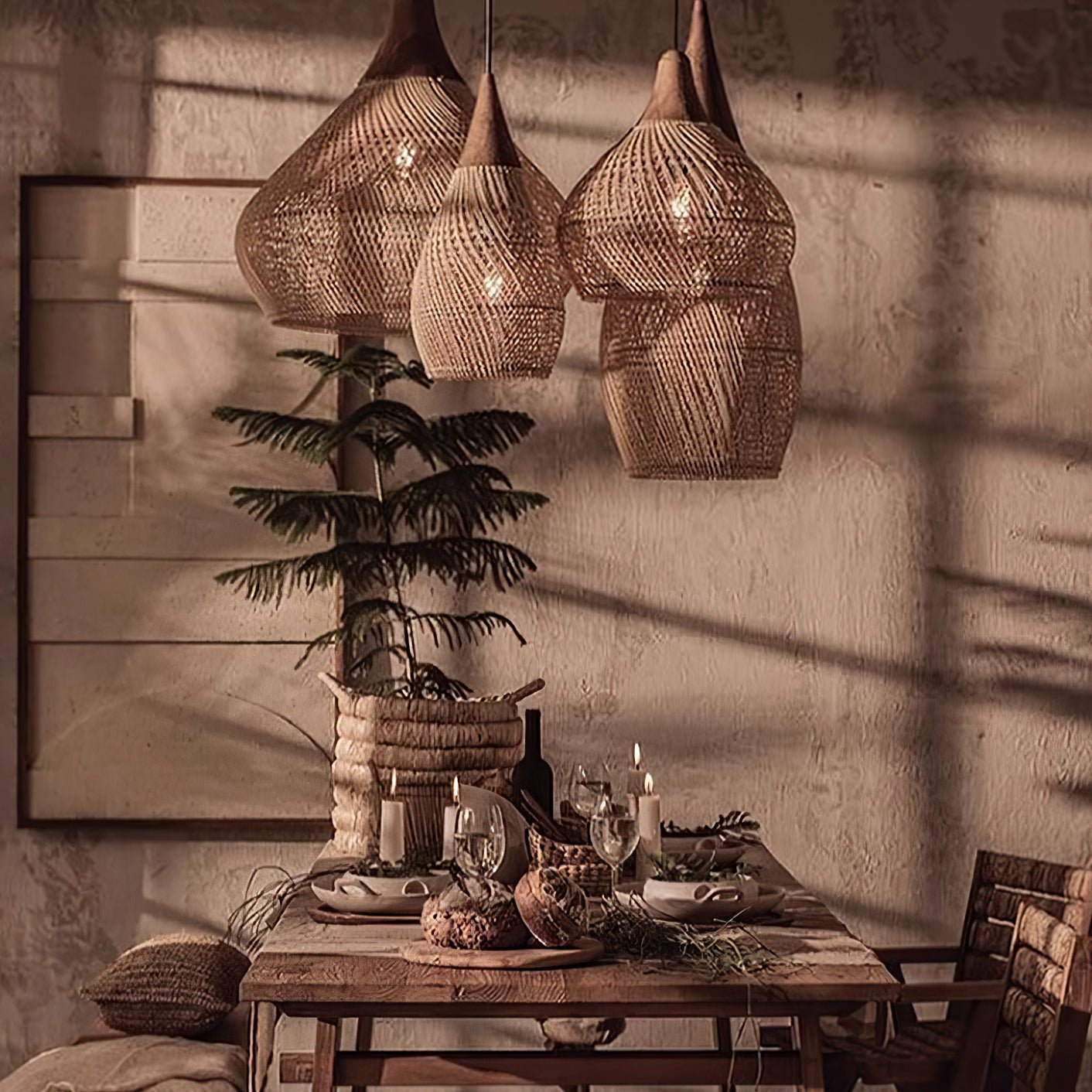 Evelyn Braided Rattan Livingroom Pendant Lamp - Neutralighting