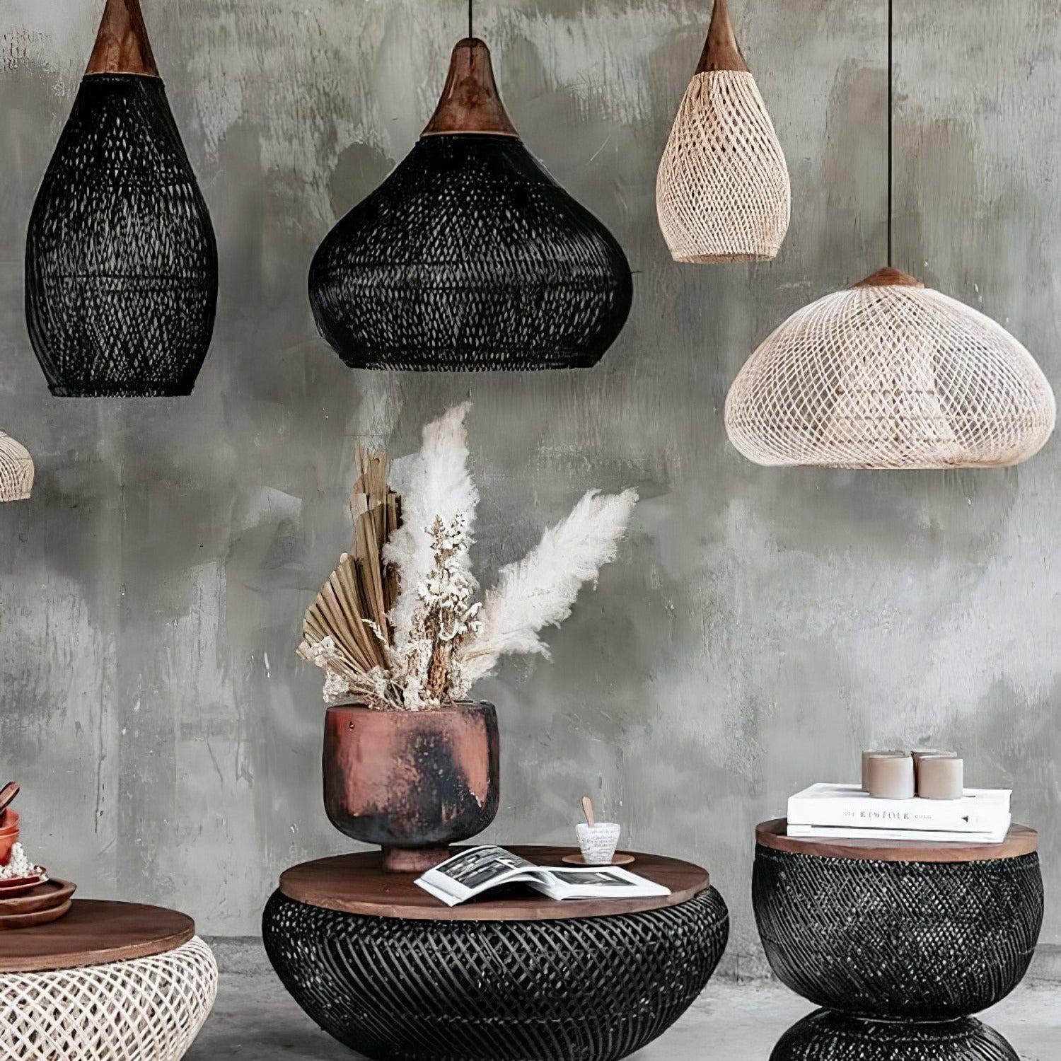 Evelyn Braided Rattan Livingroom Pendant Lamp - Neutralighting