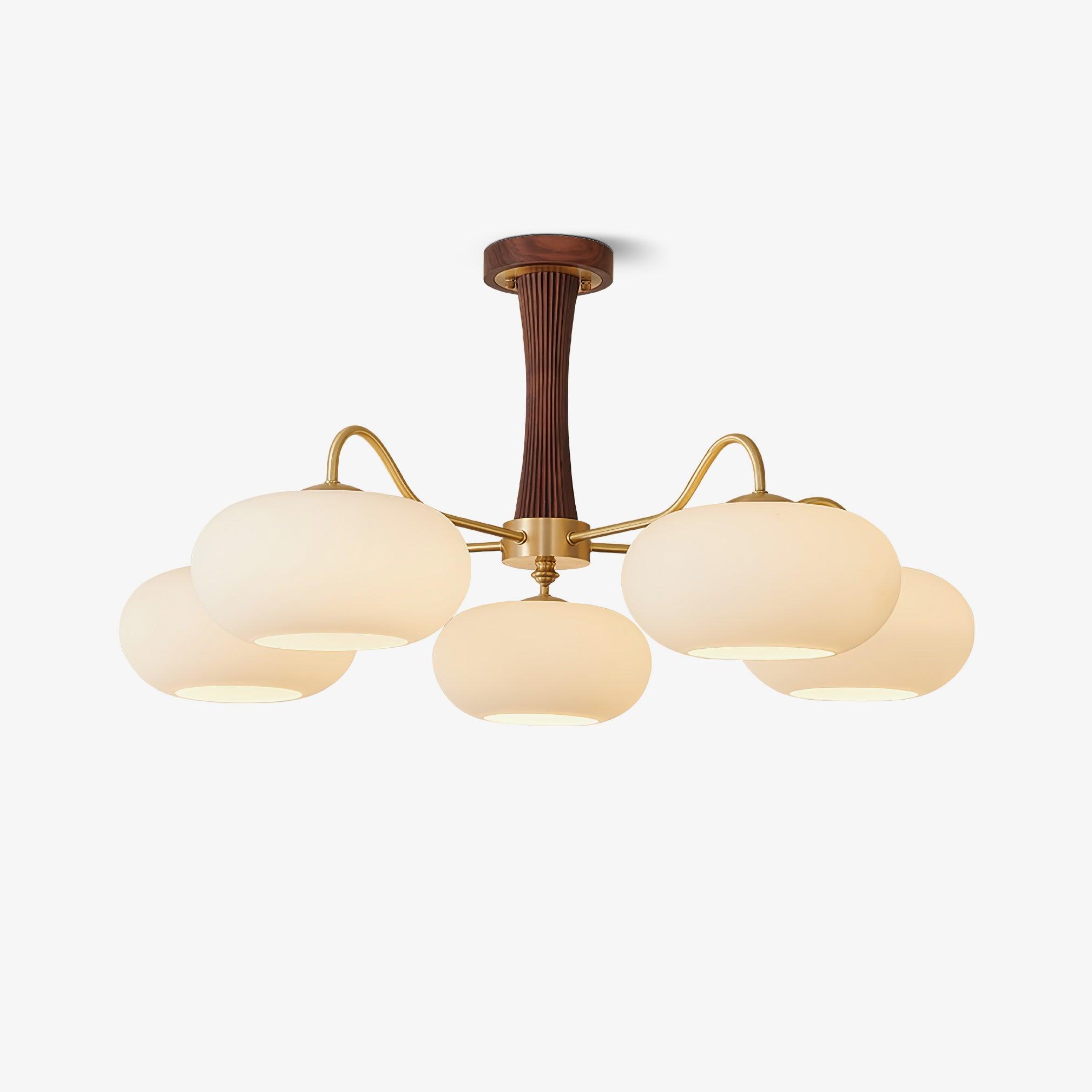 Candy Brass Wooden Glass Persimmon Chandelier
