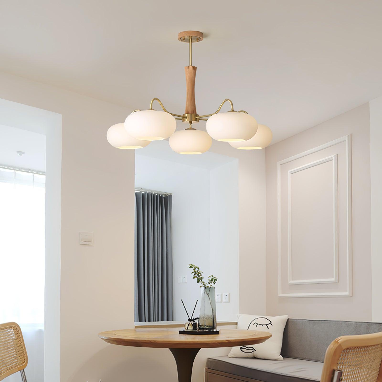 Candy Brass Wooden Glass Persimmon Chandelier