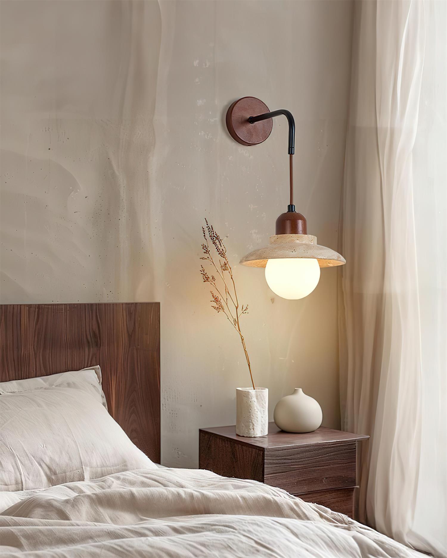 Ritta Sculptural Travertine Wall Lamp - Neutralighting